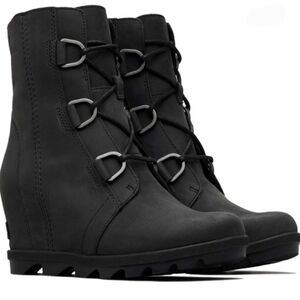 Sorel JOAN Of ARTIC BLACK WEDGE II BOOTS  BLACK Waterproof Ankle